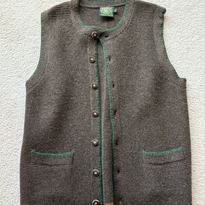 Men's 100 percent wool Dark Gray Cardigan Sweater vest - German brand